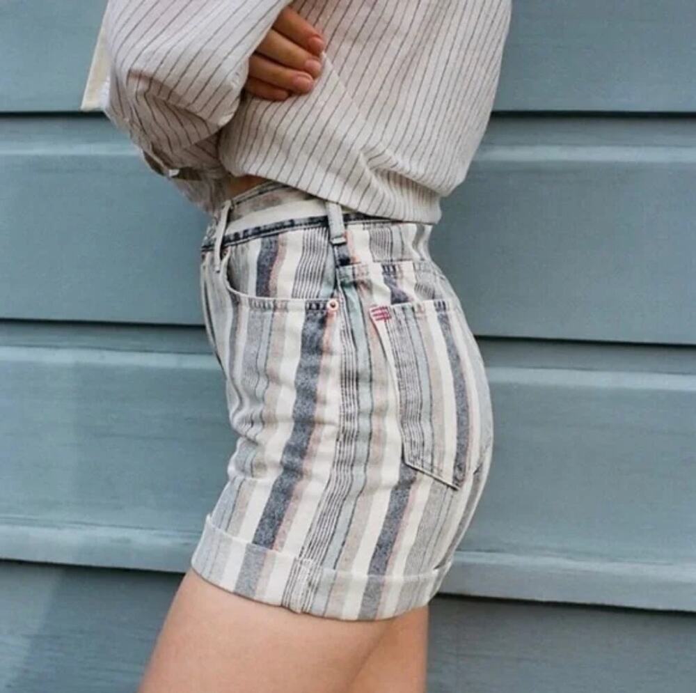 Urban Outfitters Mom Short BDG Skater Stripe High Rise Retro Cuffed 24 90's Y2k